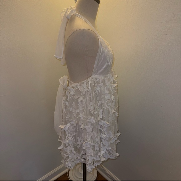 American Threads Women’s L White Butterfly Babydoll Mini Dress - Picture 10 of 11